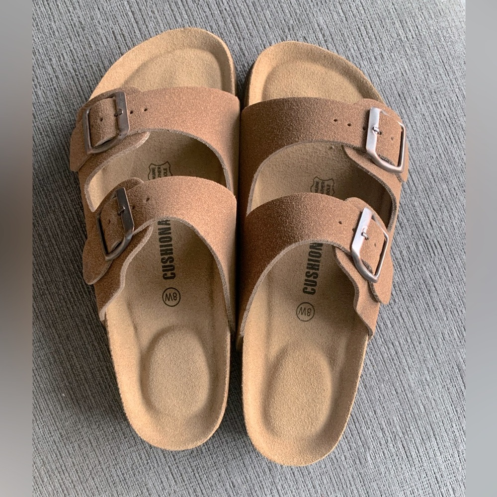 Cushionaire Birk-like Vegan Suede Sandals W8 Wide